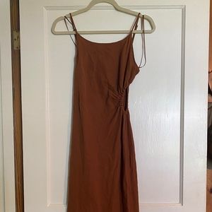 Zara Brown Cut-out Midi Dress; XS